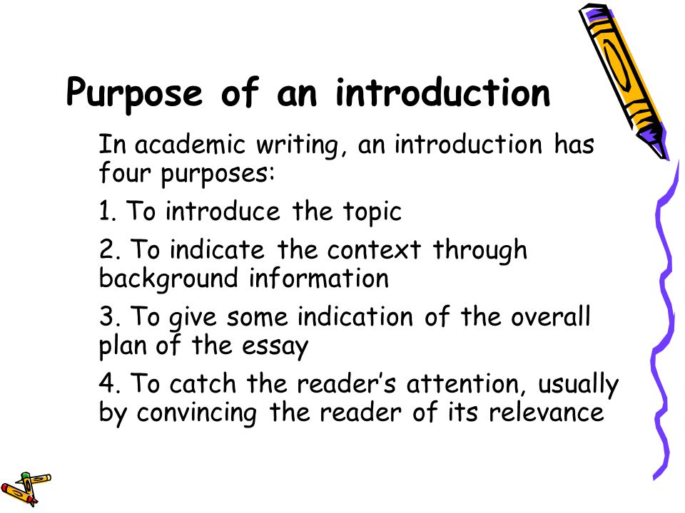 Purpose of an introduction in essay writing